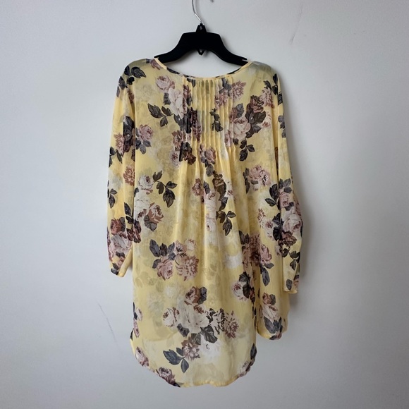 TORRID Yellow Floral V-Neck Boho Tunic Style Blouse- Women’s Size 1x NEW w Tags - Picture 4 of 6